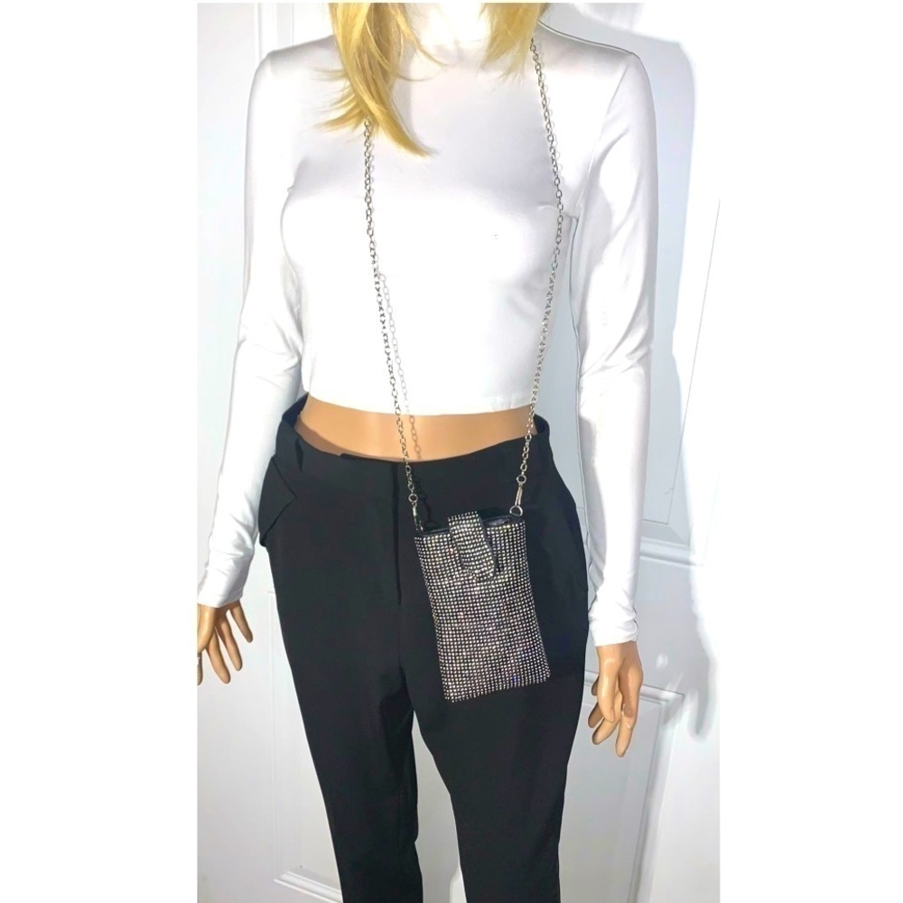 Rhinestone Cell Phone crossbody purse with chain Sparkle Bling - Picture 4 of 11